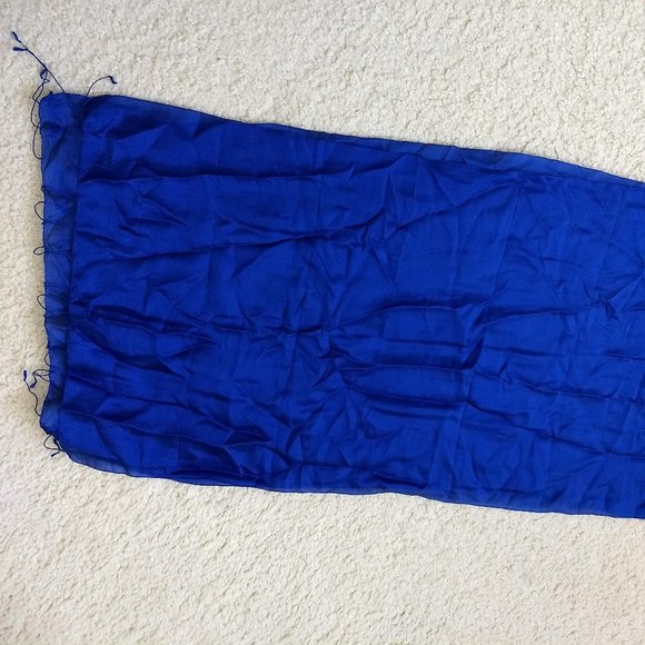 Vintage Accessories - vintage y2k NWOT royal blue silk long scarf wrap